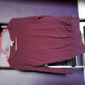 Loft lightweight knit burgundy top